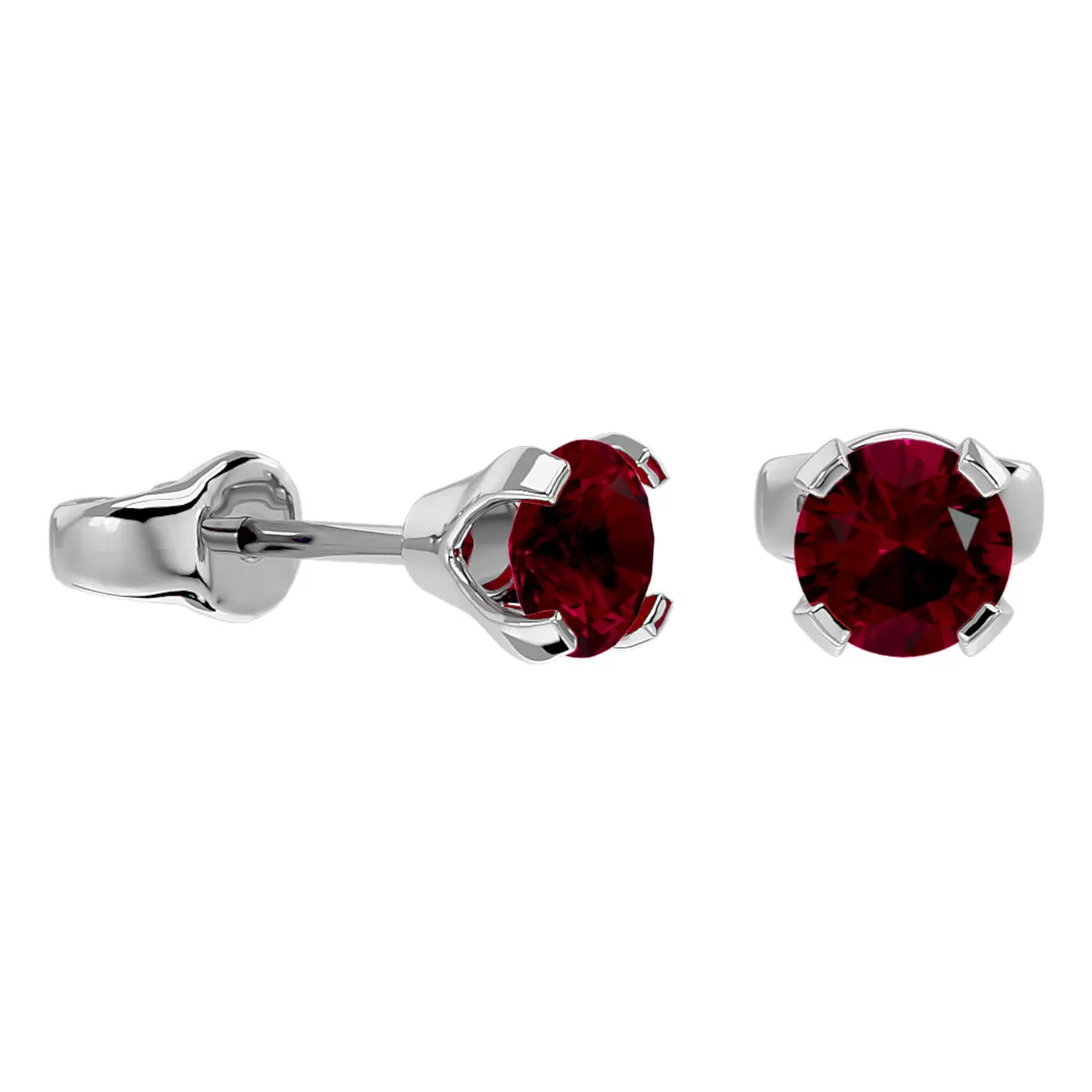 0.60 Carat Ruby Stud Earrings In 14 Karat White Gold Filled