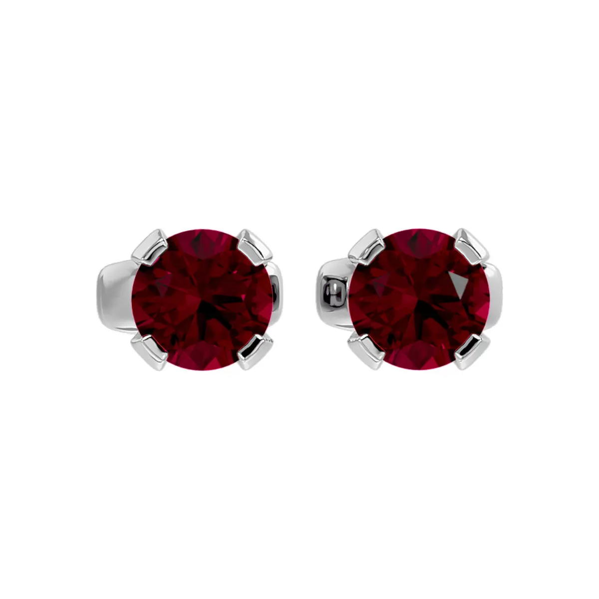 0.60 Carat Ruby Stud Earrings In 14 Karat White Gold Filled