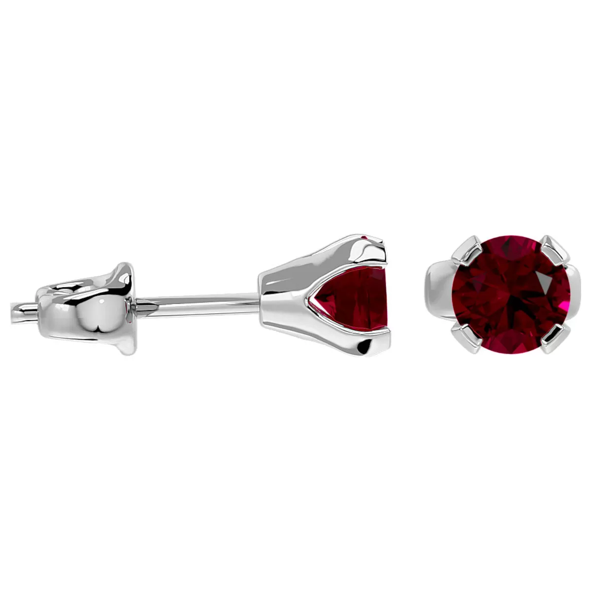 0.60 Carat Ruby Stud Earrings In 14 Karat White Gold Filled