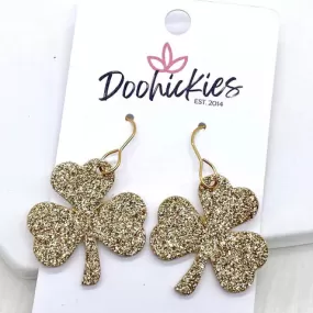 1.25 Itty Bitty Shamrocks Earrings - Fine Gold Glitter