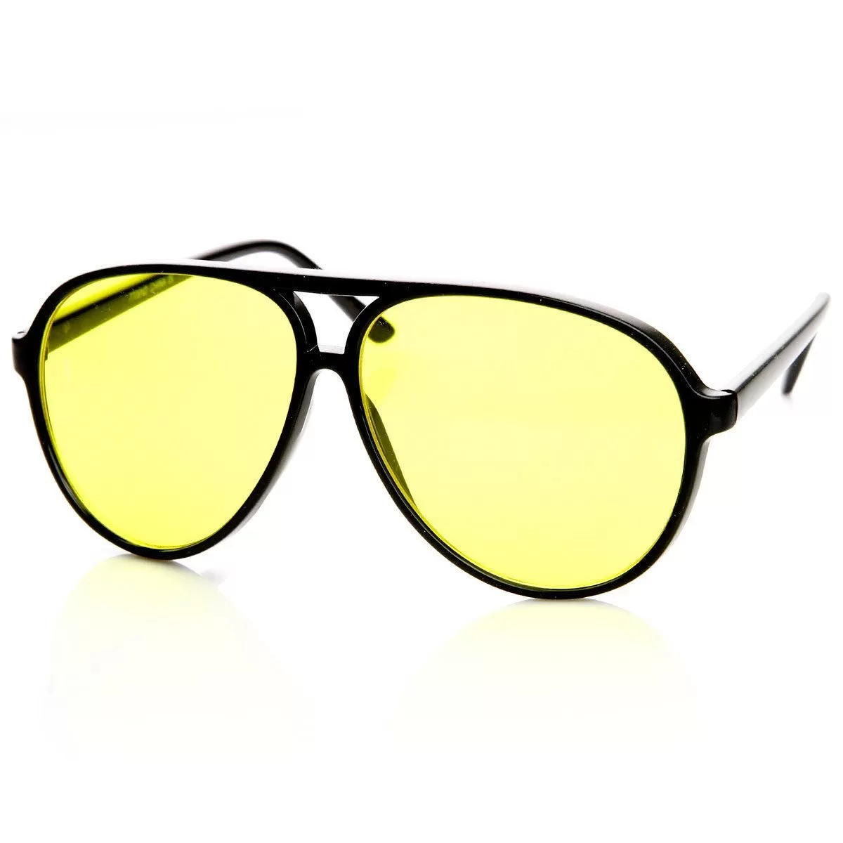 1980's Plastic Aviator Yellow Driving Lens Sunglasses