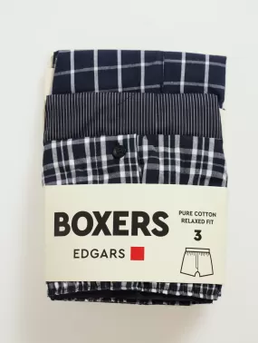 3 Pack Value Boxers - Blue