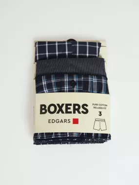 3 Pack Value Boxers - Blue