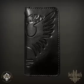 A black leather Behemoth 'New Aeon Musick' wallet