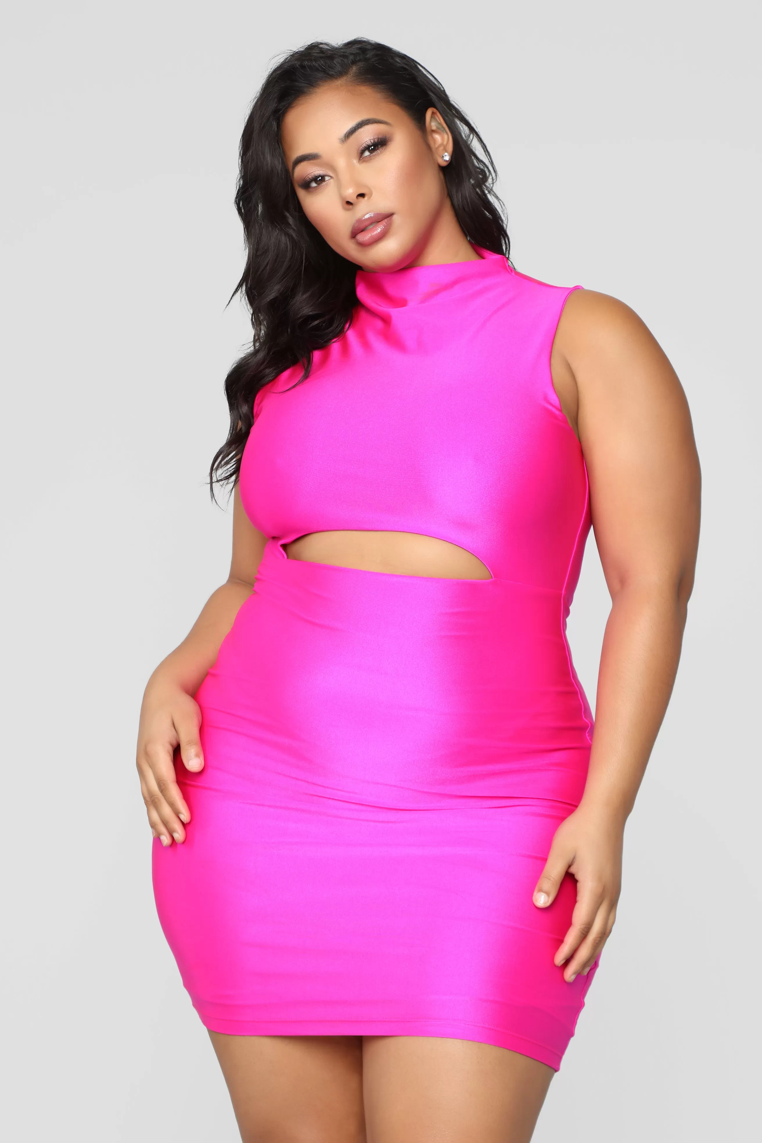 A Cut Above The Rest Mini Dress - Neon Pink