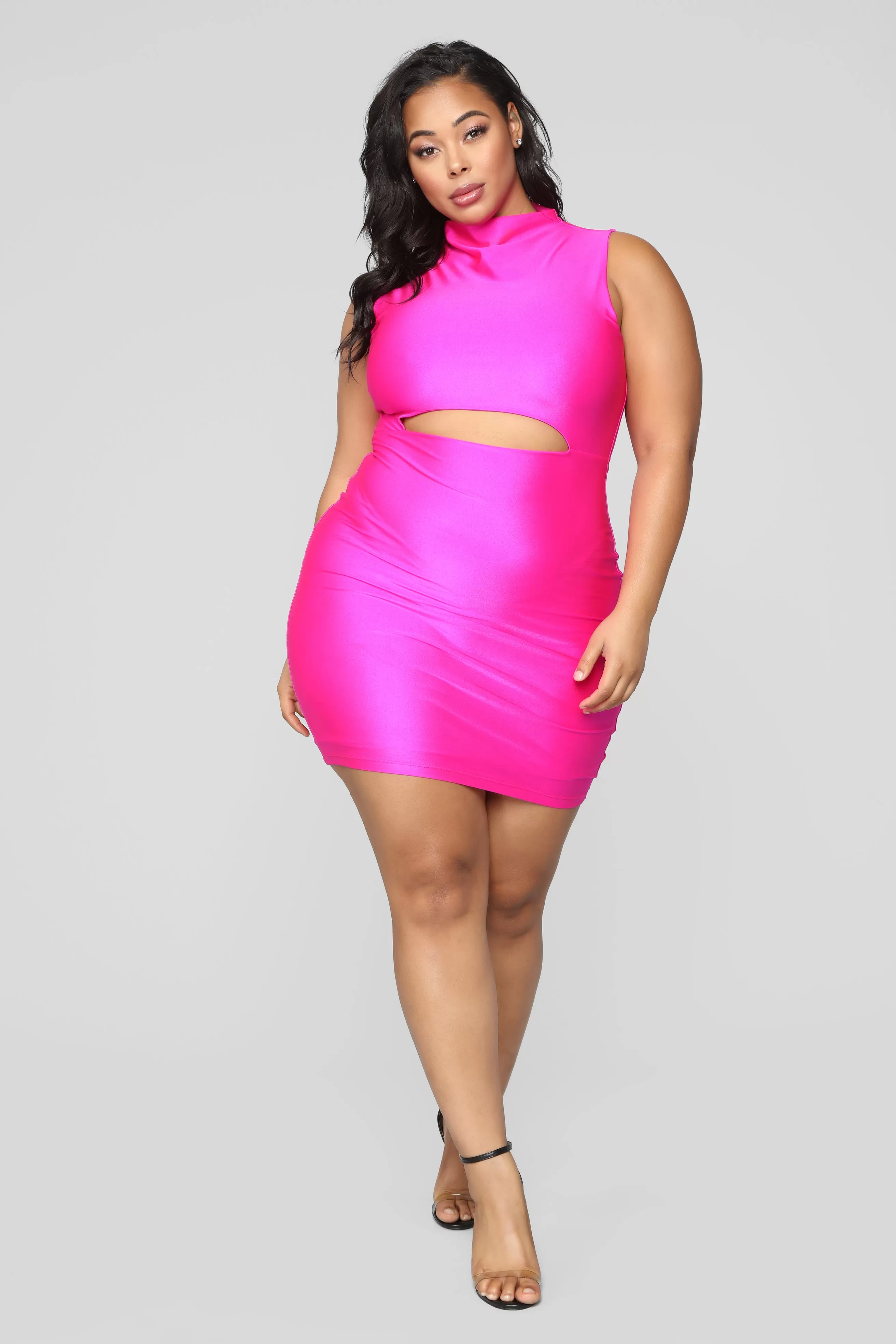 A Cut Above The Rest Mini Dress - Neon Pink