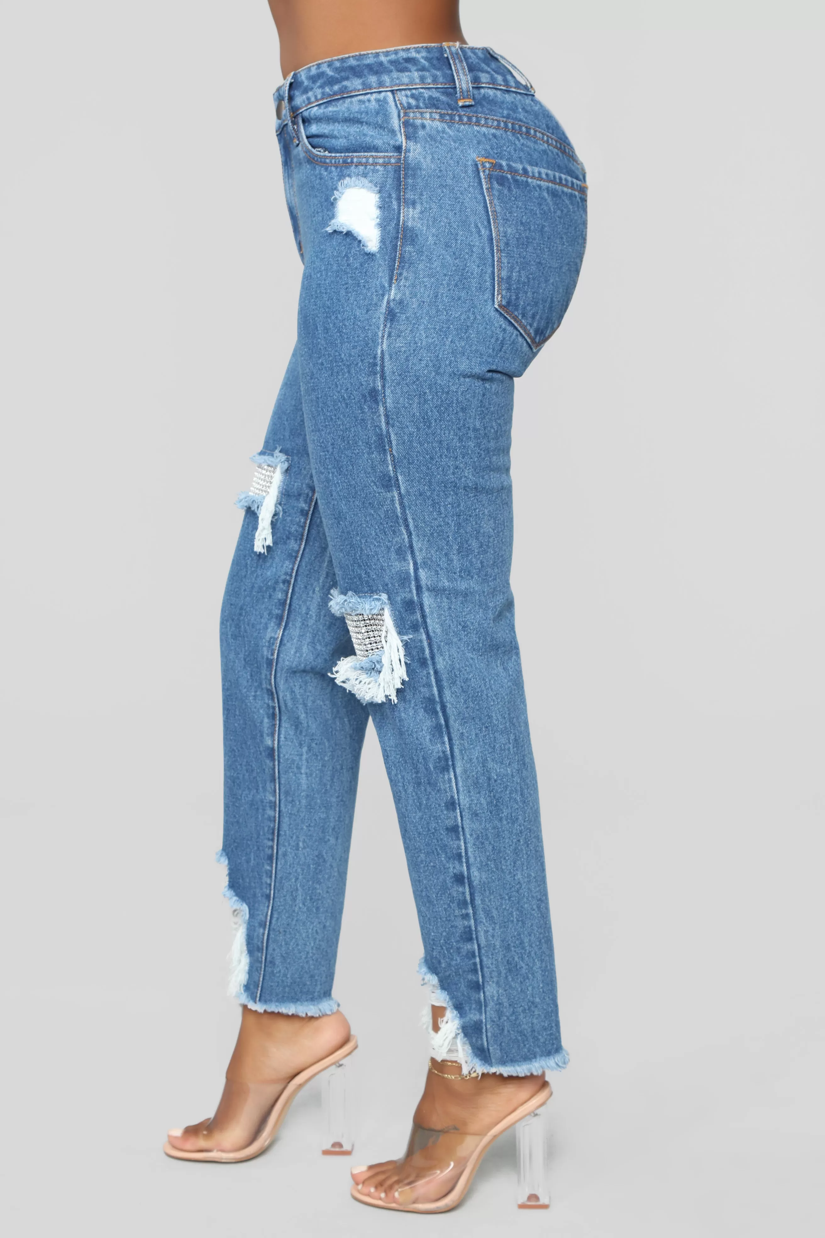 A Girl's Best Friend Boyfriend Jeans - Medium Blue Wash