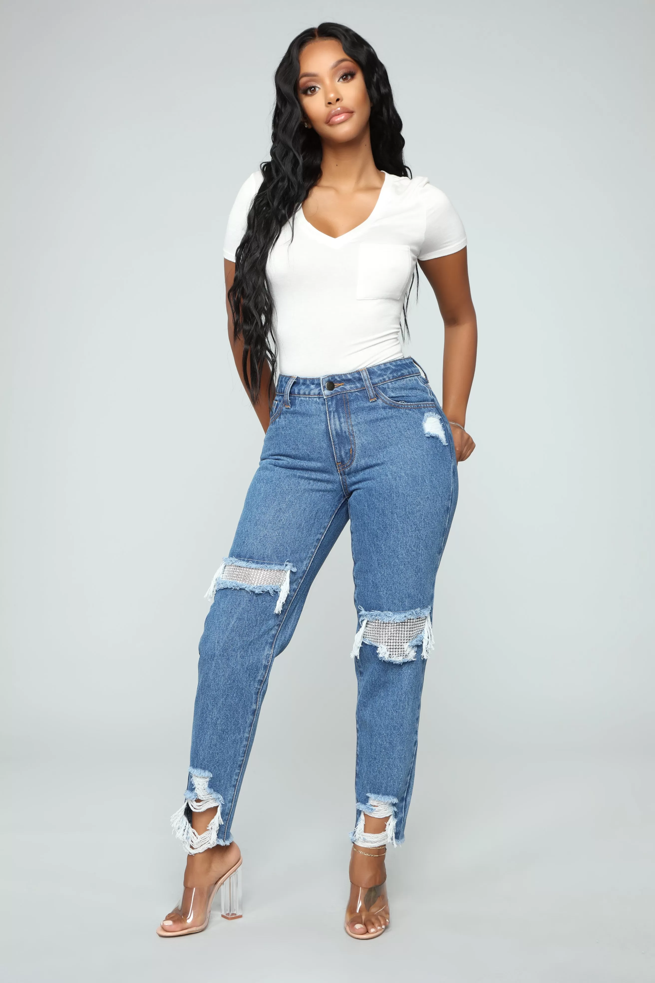 A Girl's Best Friend Boyfriend Jeans - Medium Blue Wash