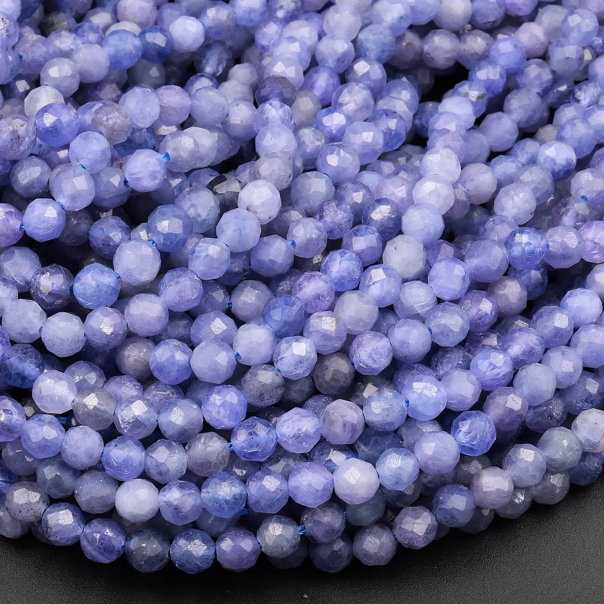 AAA Faceted Natural Tanzanite Round Beads 2mm 3mm 4mm 5mm Micro Laser Cut Real Genuine Gemstone 15.5" Strand