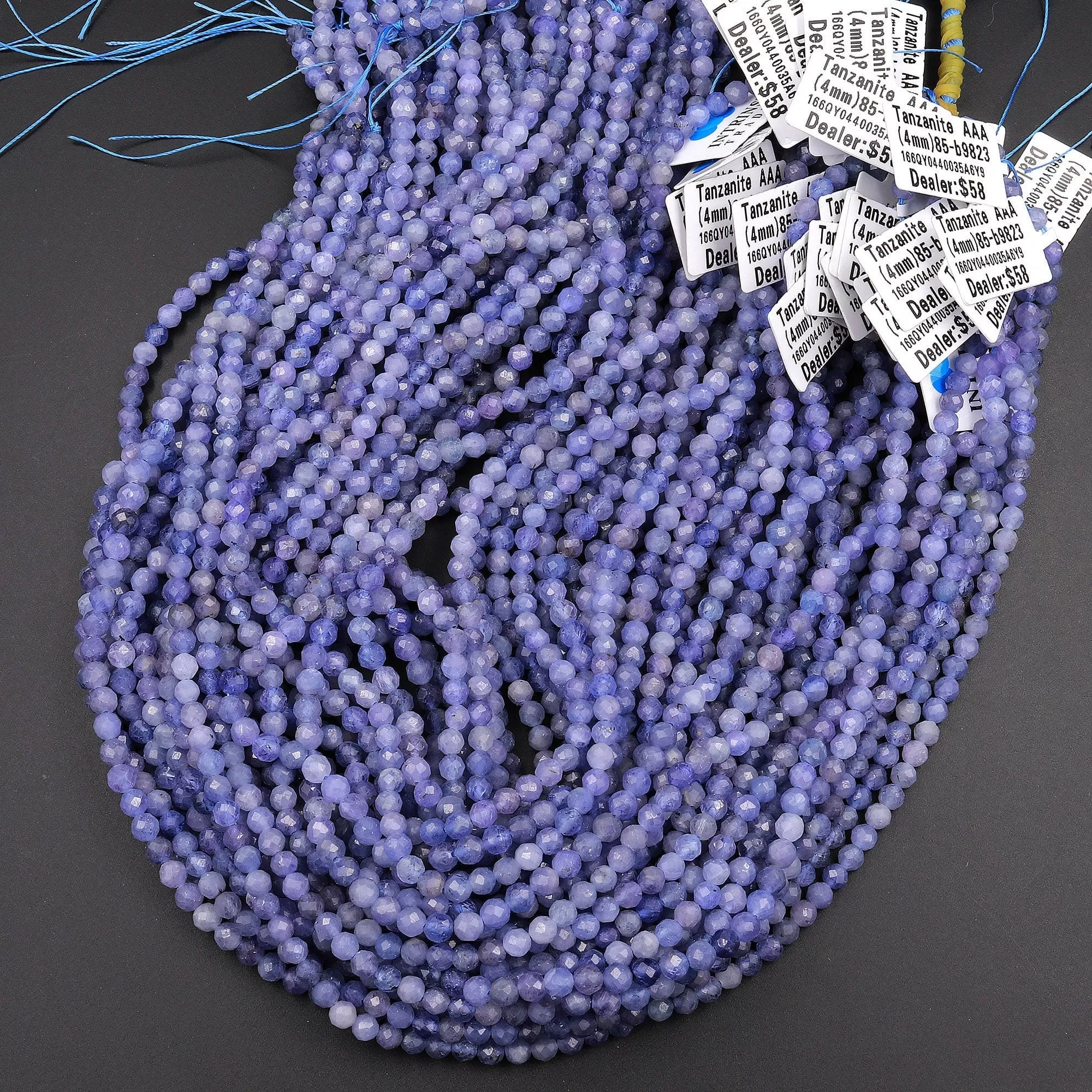 AAA Faceted Natural Tanzanite Round Beads 2mm 3mm 4mm 5mm Micro Laser Cut Real Genuine Gemstone 15.5" Strand