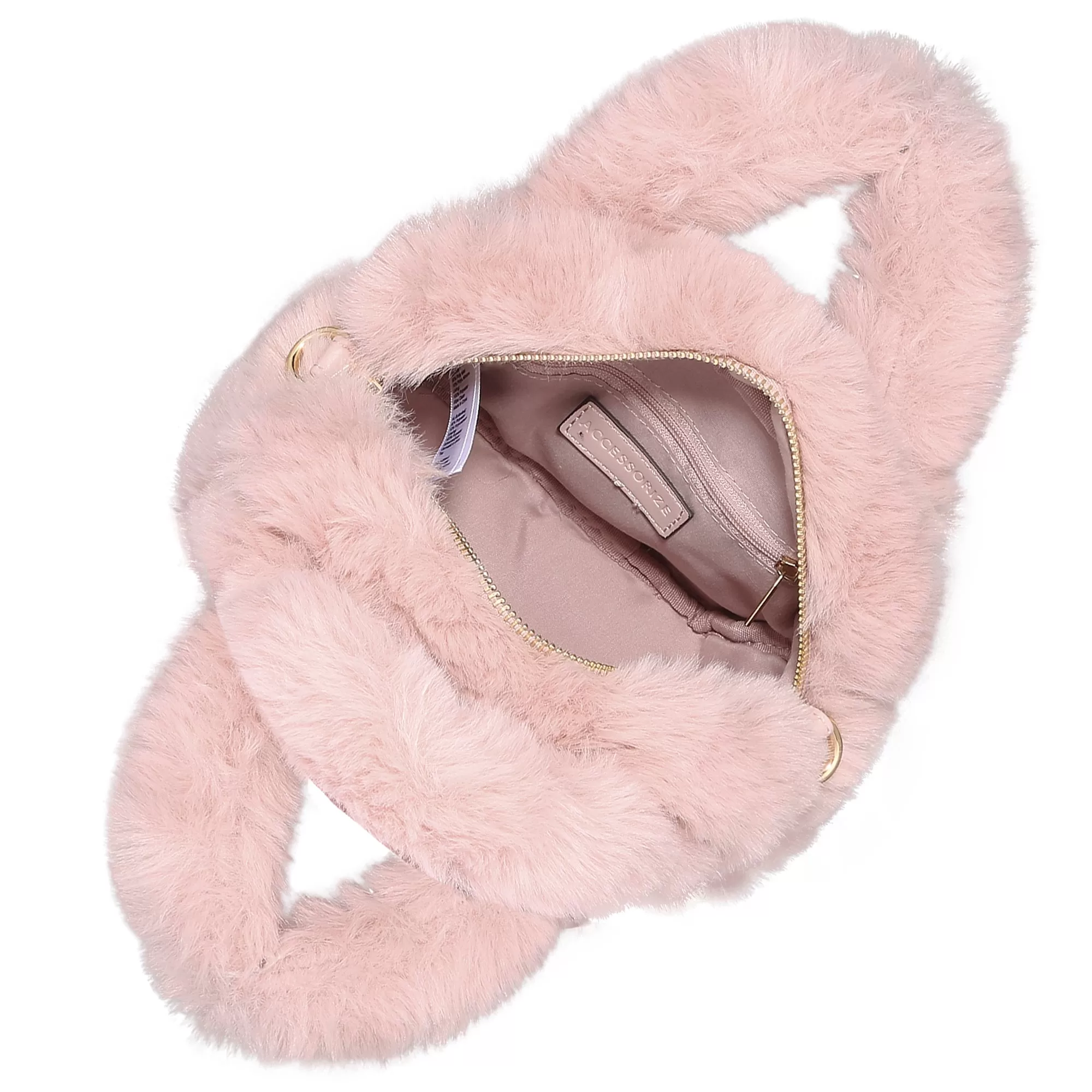 Accessorize London Women's  Pink Faux Fur Handheld Crossbody