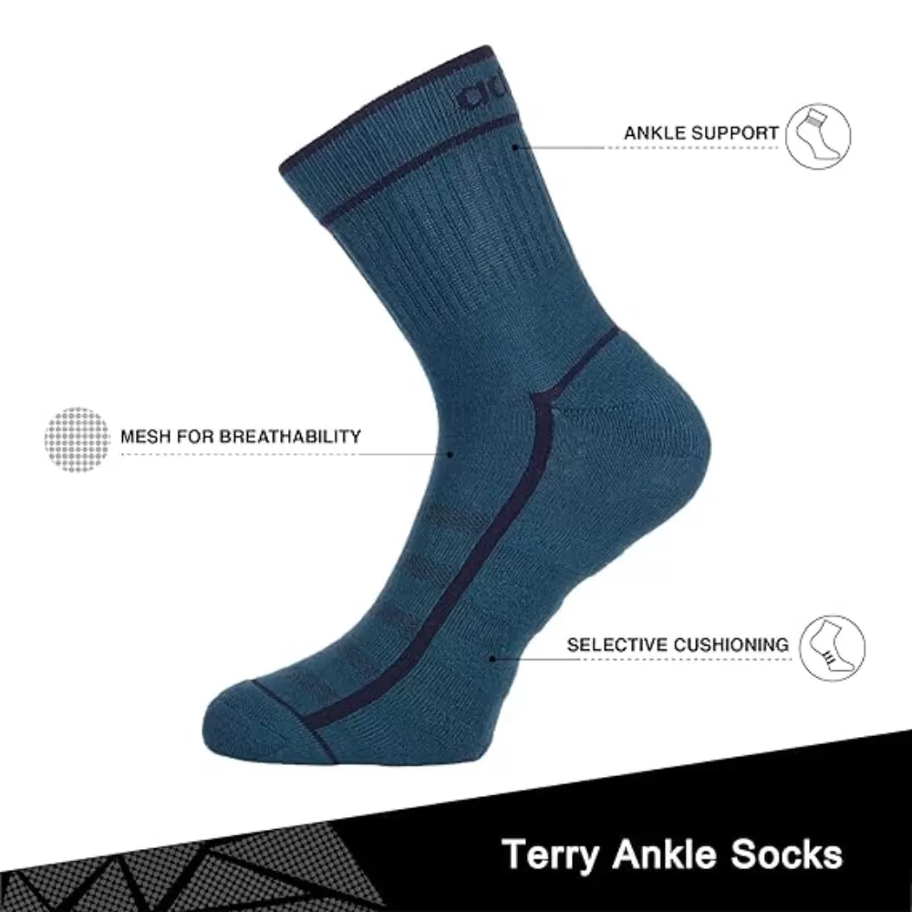 Adidas Men's Terry Ankle Socks (Black/Anthra Melange/Wild Teal)