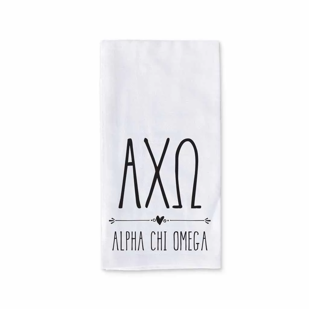 Alpha Chi Omega Sorority Kitchen Towel with Boho Design