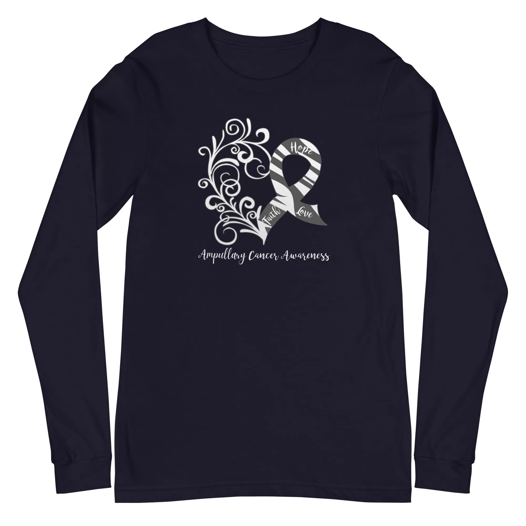 Ampullary Cancer Awareness Heart Long Sleeve Tee (Several Colors Available)