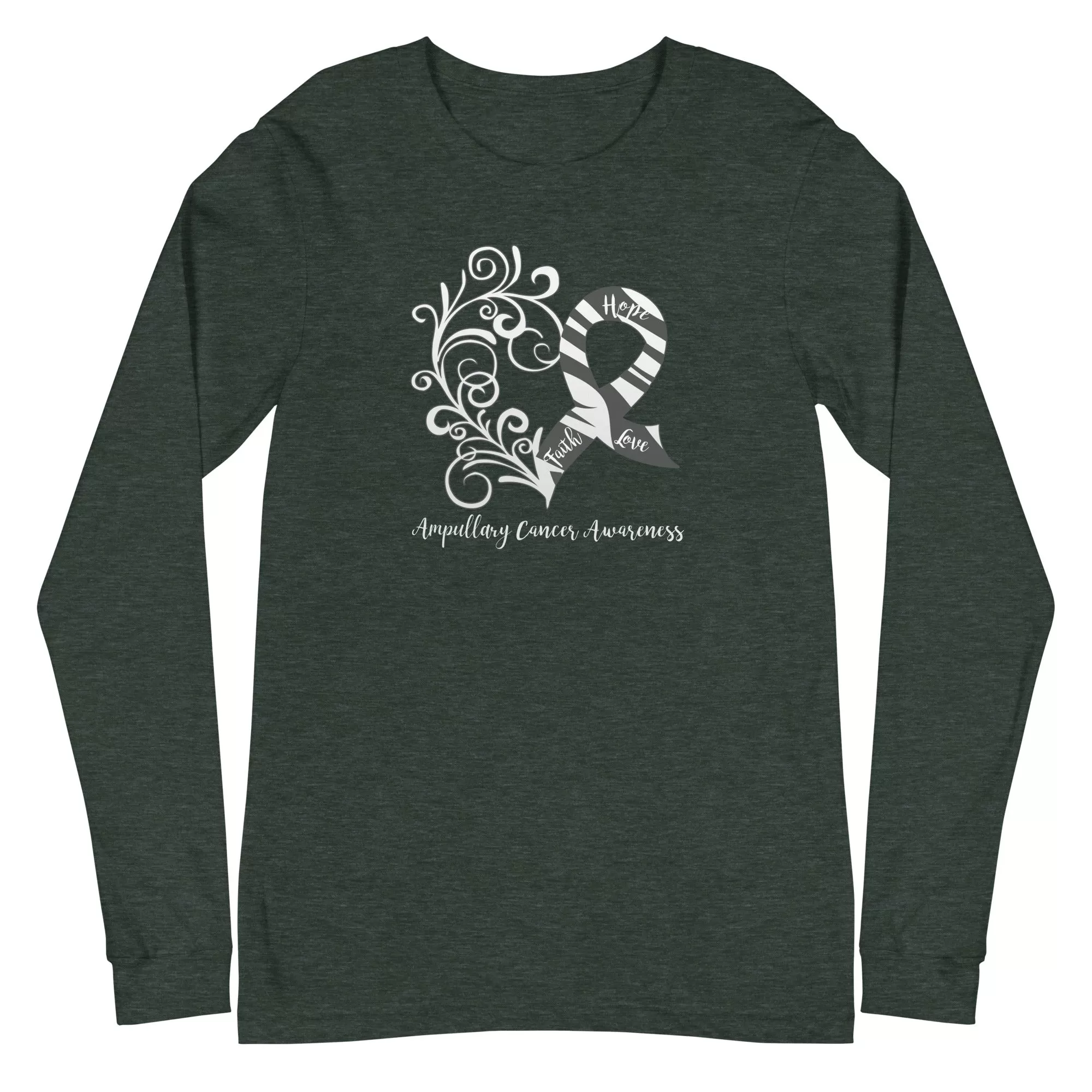 Ampullary Cancer Awareness Heart Long Sleeve Tee (Several Colors Available)