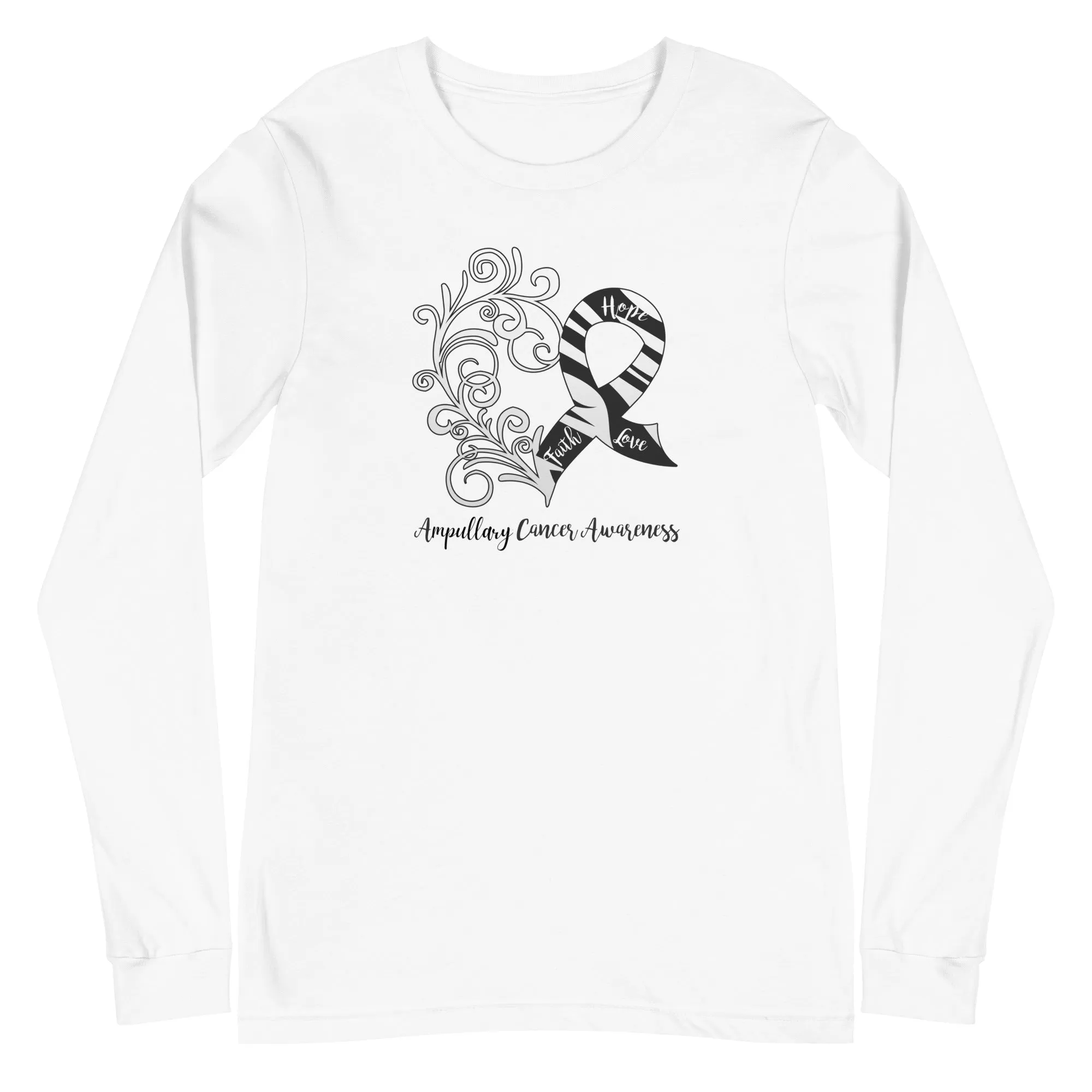 Ampullary Cancer Awareness Heart Long Sleeve Tee (Several Colors Available)