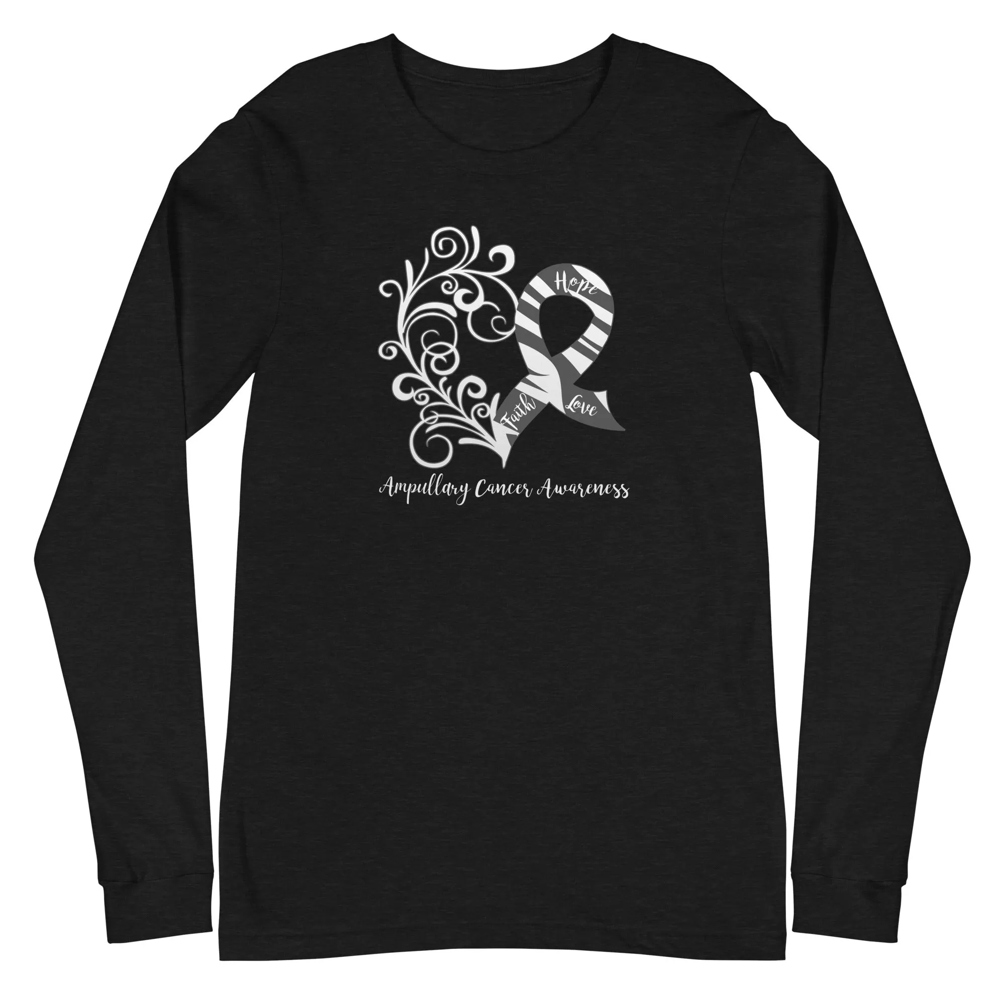 Ampullary Cancer Awareness Heart Long Sleeve Tee (Several Colors Available)