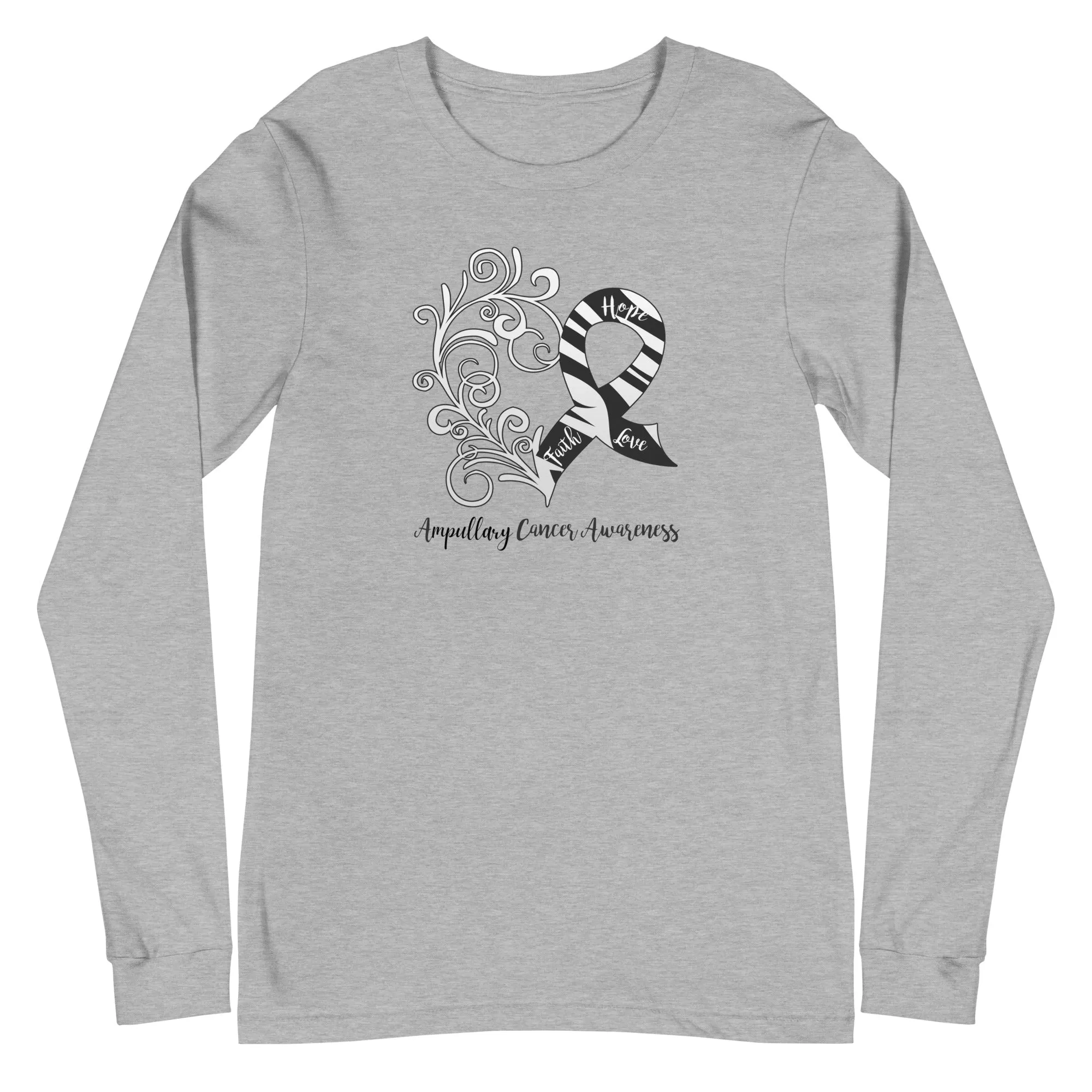 Ampullary Cancer Awareness Heart Long Sleeve Tee (Several Colors Available)