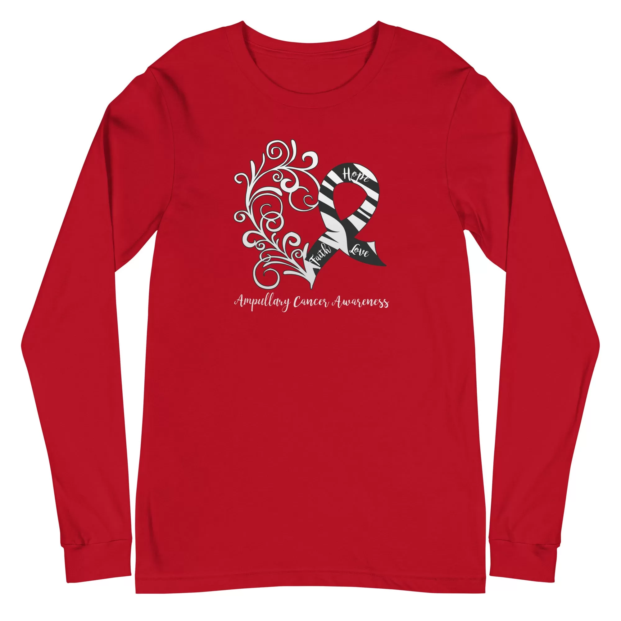 Ampullary Cancer Awareness Heart Long Sleeve Tee (Several Colors Available)