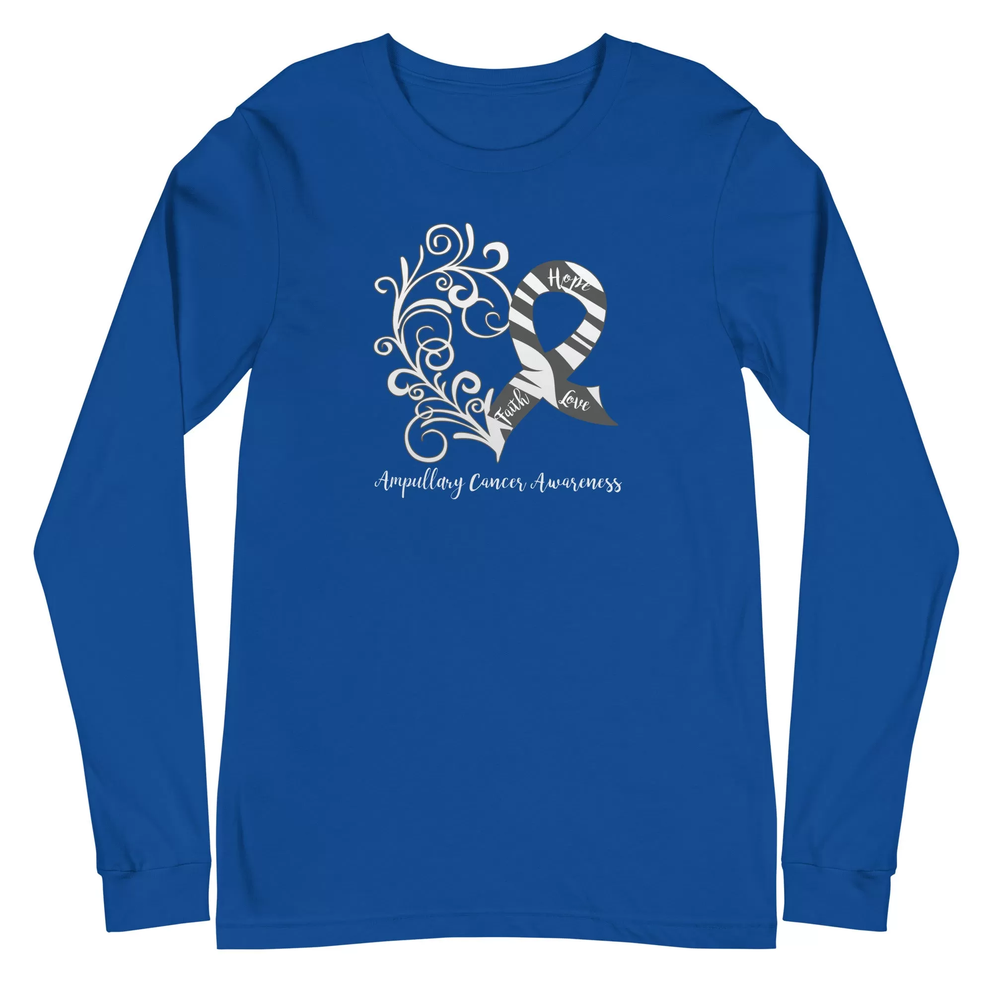 Ampullary Cancer Awareness Heart Long Sleeve Tee (Several Colors Available)