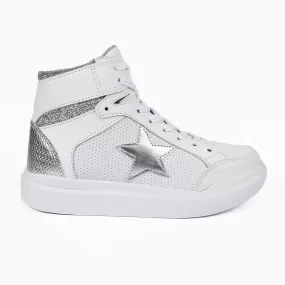 Atlanta White Silver High Top Sneakers