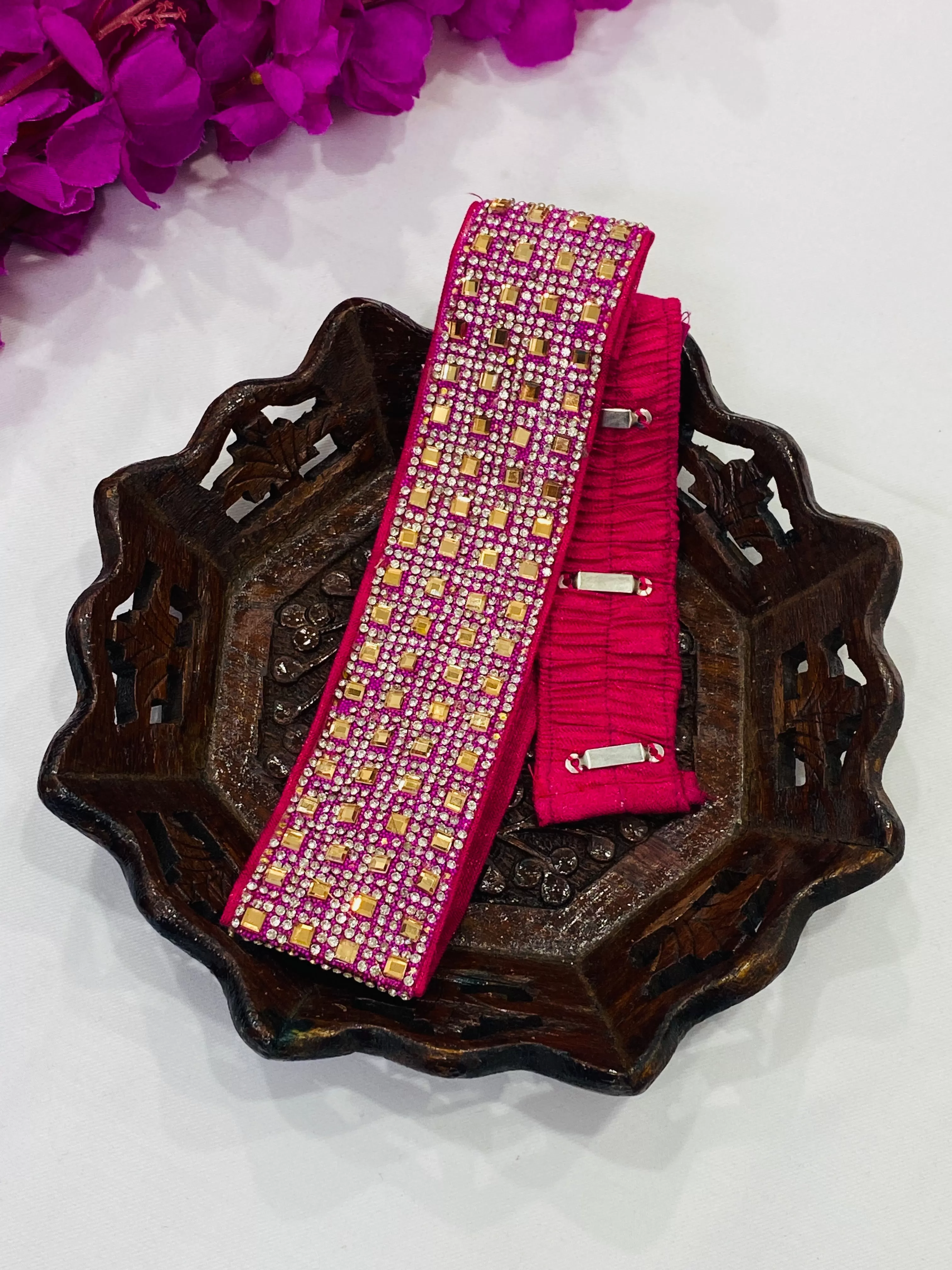 Beautiful Pink Color Hip Belt With Stone Work