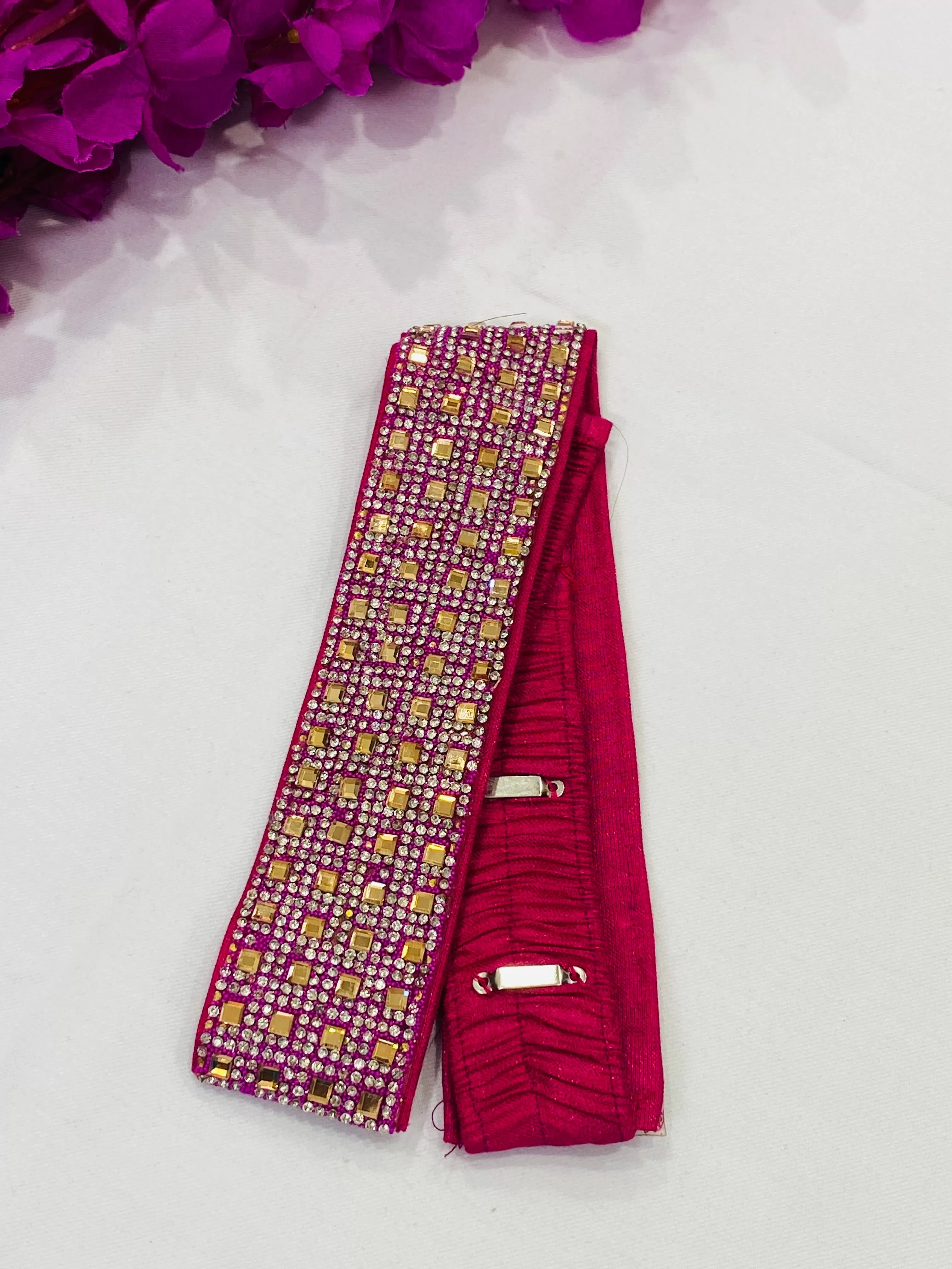 Beautiful Pink Color Hip Belt With Stone Work