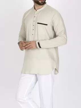 Beige Cotton Short Kurta - AL-SK-005