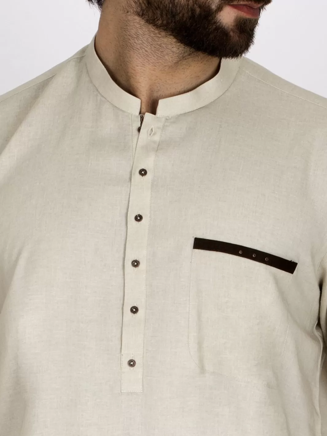 Beige Cotton Short Kurta - AL-SK-005