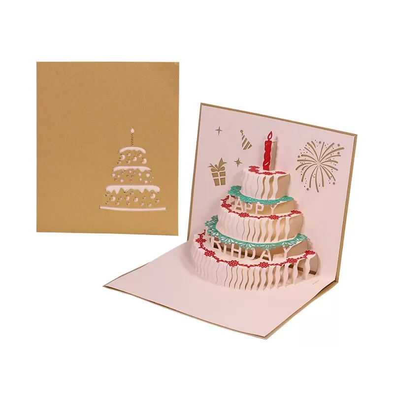 Birthday Cake Greeting 3D Pop-Up Handmade Card - Perfect for Birthday Wishes,  Congratulating, Thinking of You, or Saying Thank You Gift Her