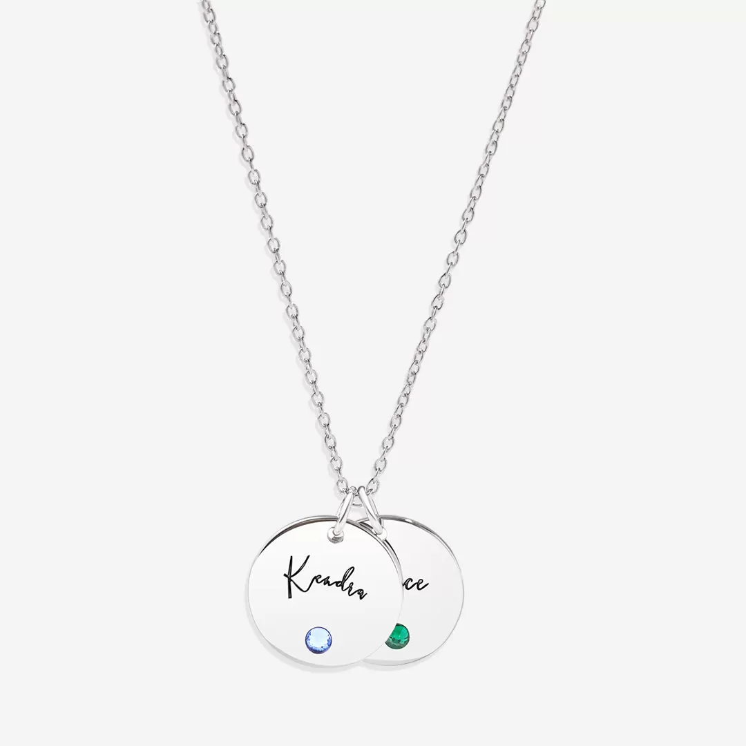 Birthstone Name Disc Necklace