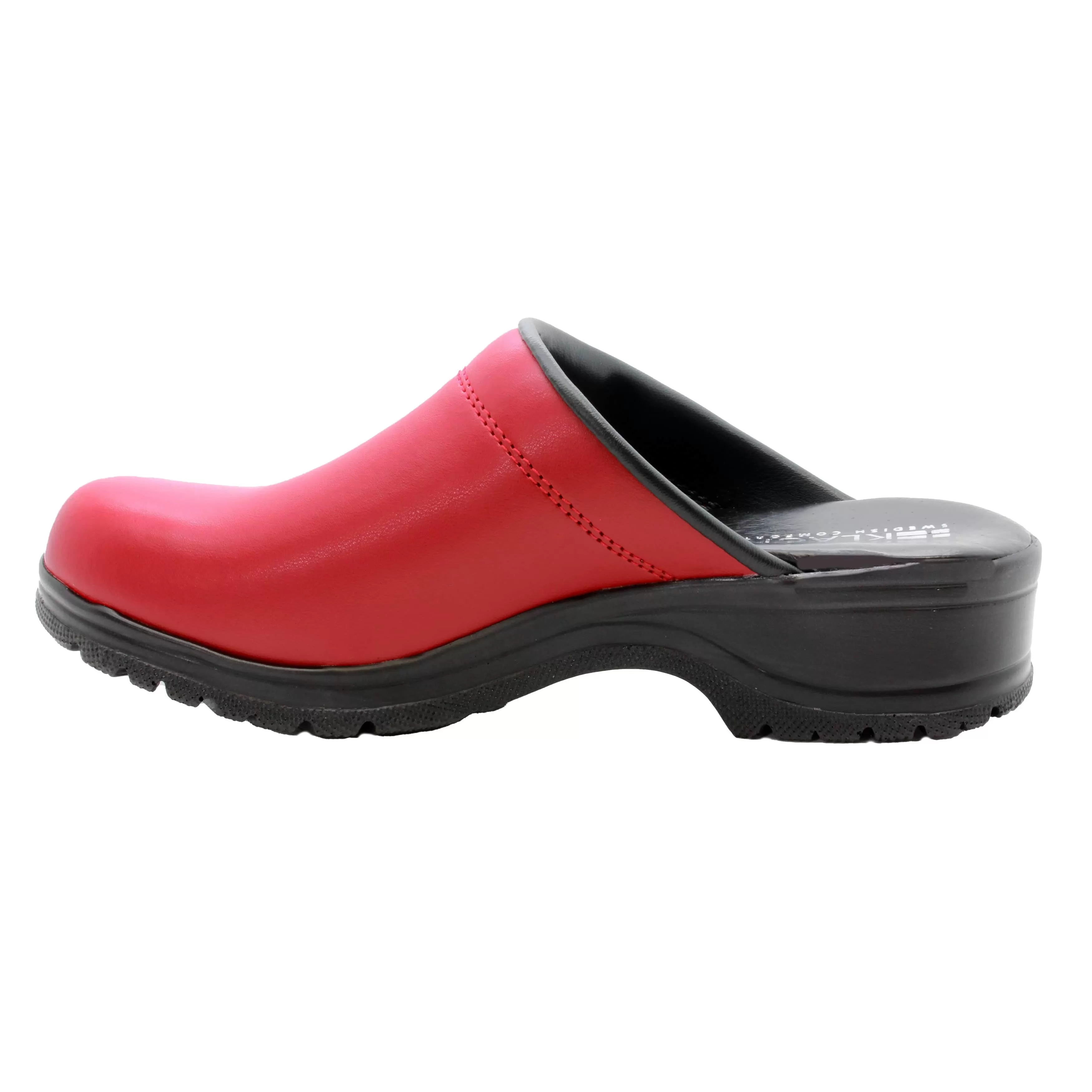 BJORK Flex Pro Open Back Red Leather Clogs- CLOSEOUT