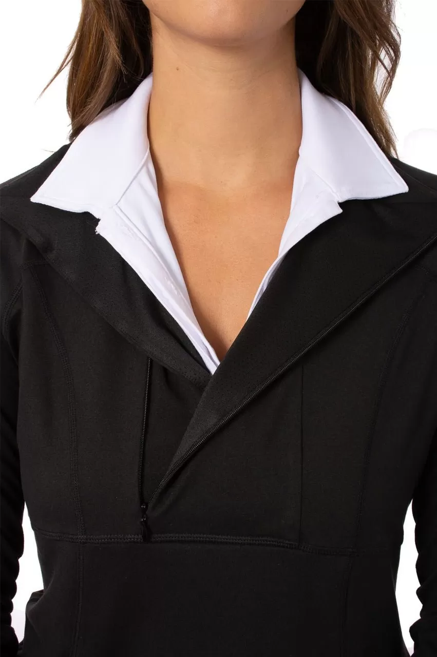 Black Contrast Quarter Zip Pullover