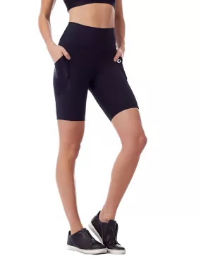 Black High Waisted Biker Shorts With Pockets