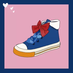 Blue high-top canvas shoes   KF82548