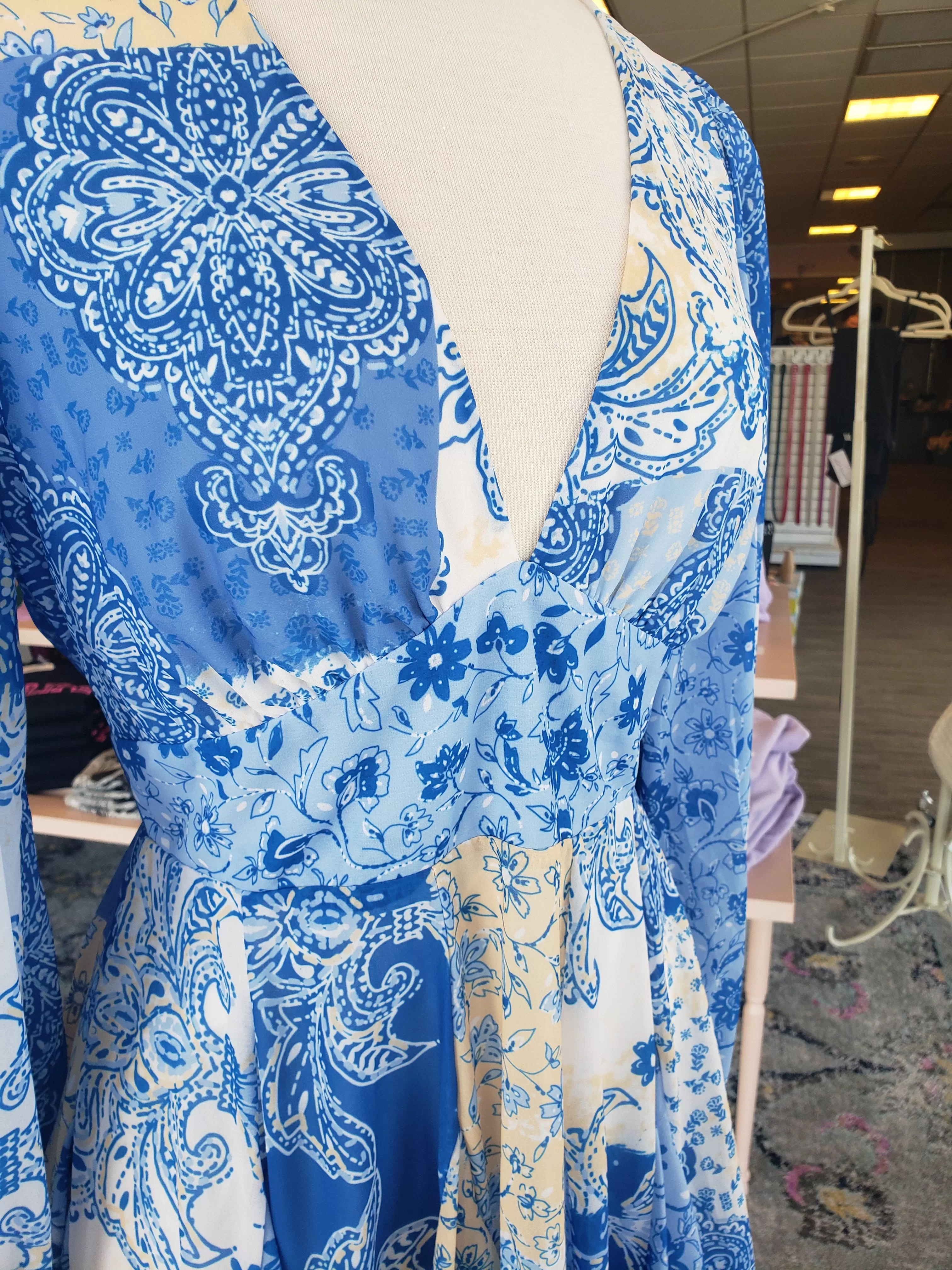 Blue Paisley Mini Dress