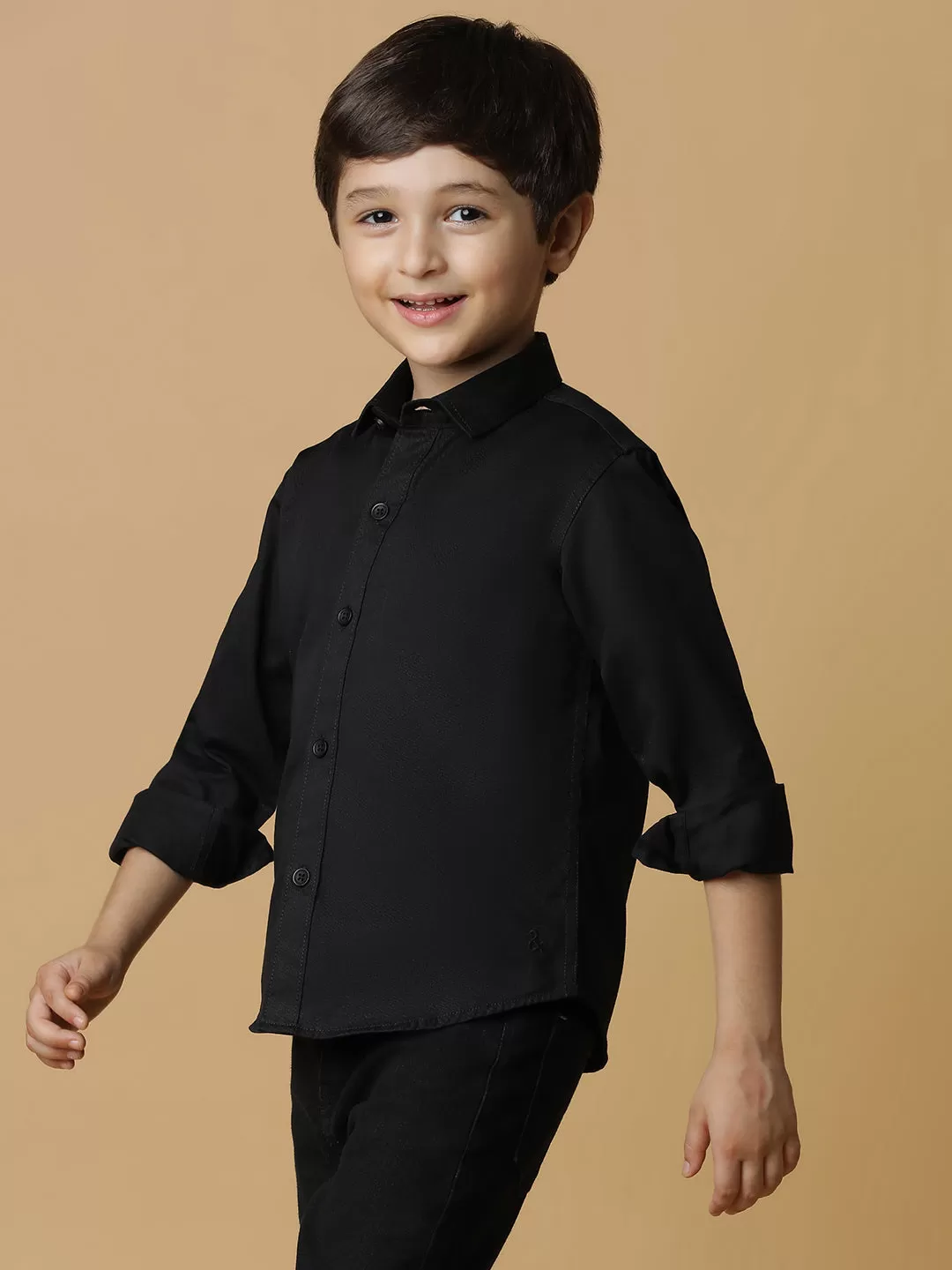 Boys Black Cotton Shirt