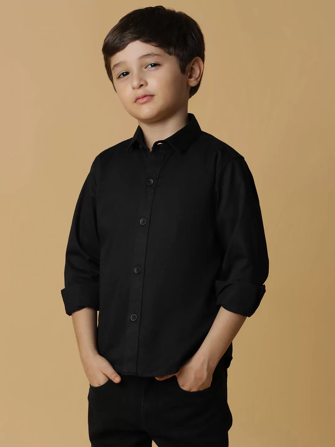 Boys Black Cotton Shirt