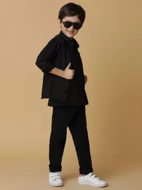 Boys Black Cotton Shirt