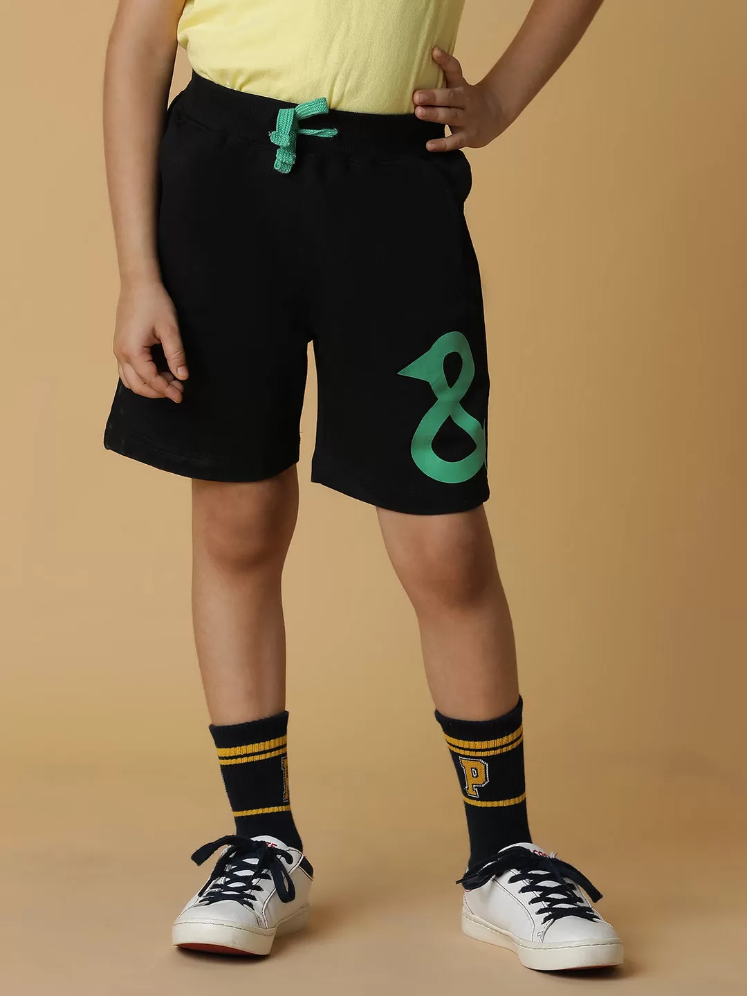 Boys Black Cotton Shorts