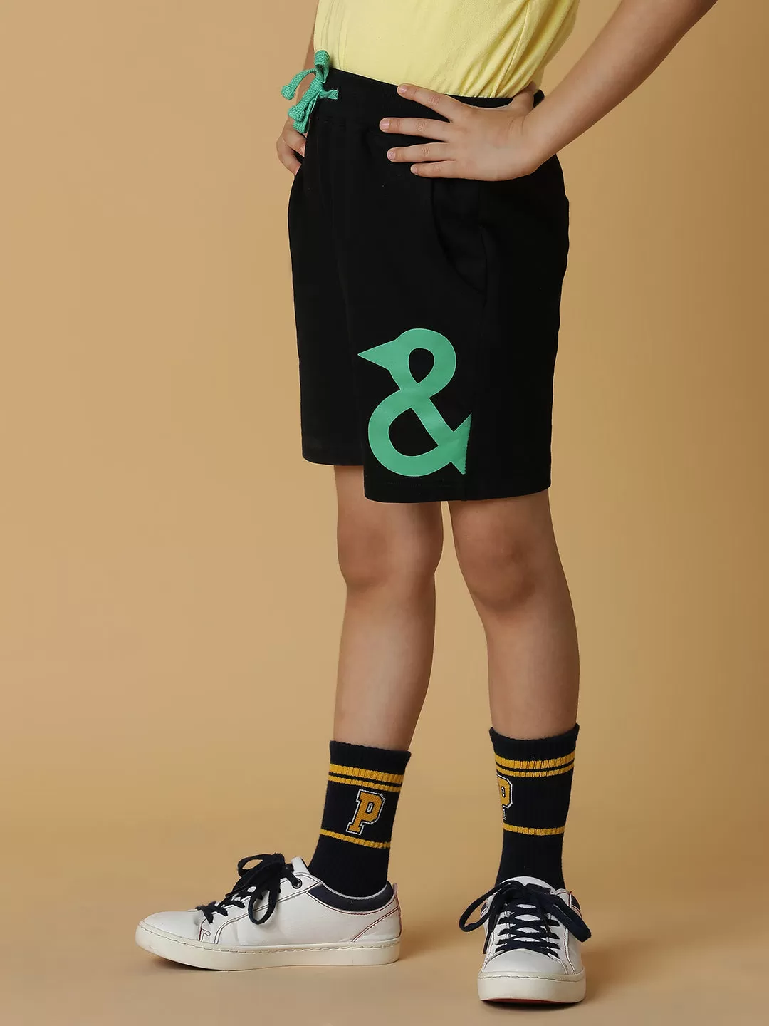 Boys Black Cotton Shorts