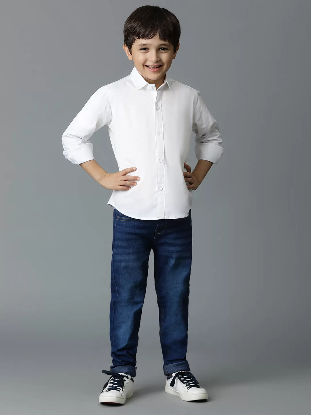 Boys White Cotton Shirt