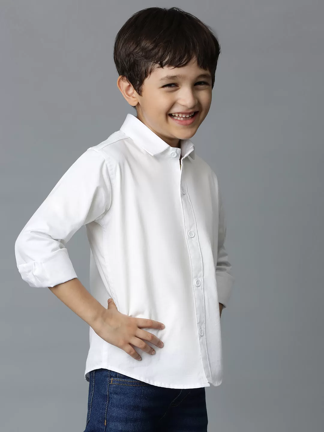 Boys White Cotton Shirt