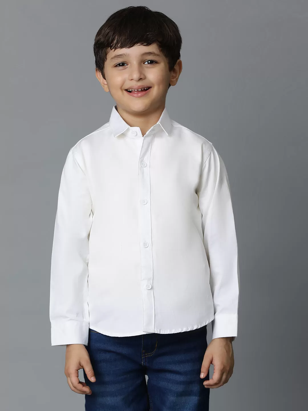 Boys White Cotton Shirt