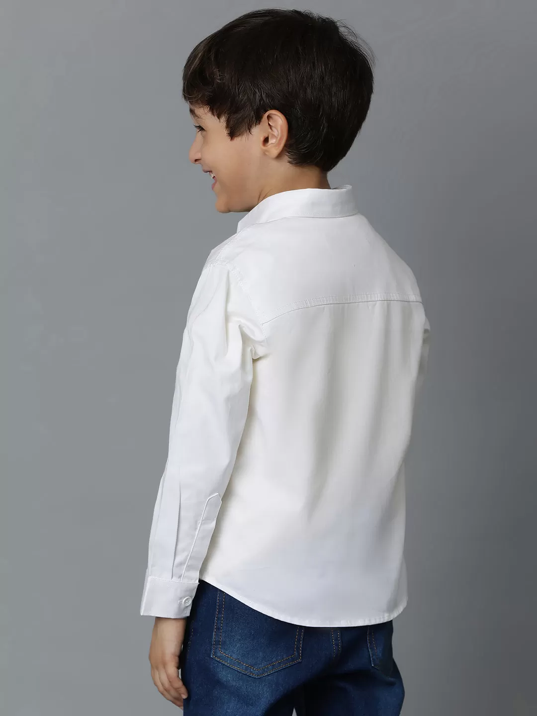 Boys White Cotton Shirt