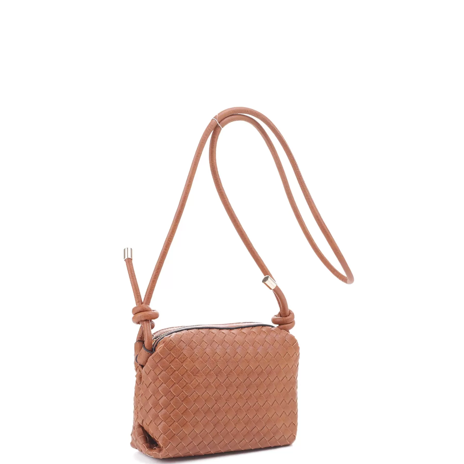 Braid Texture Zipper Crossbody Bag