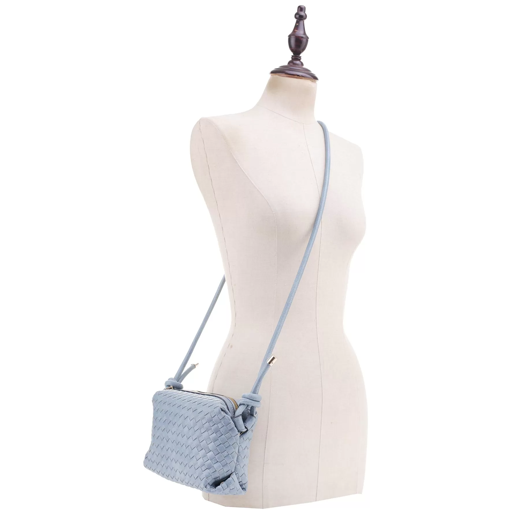 Braid Texture Zipper Crossbody Bag