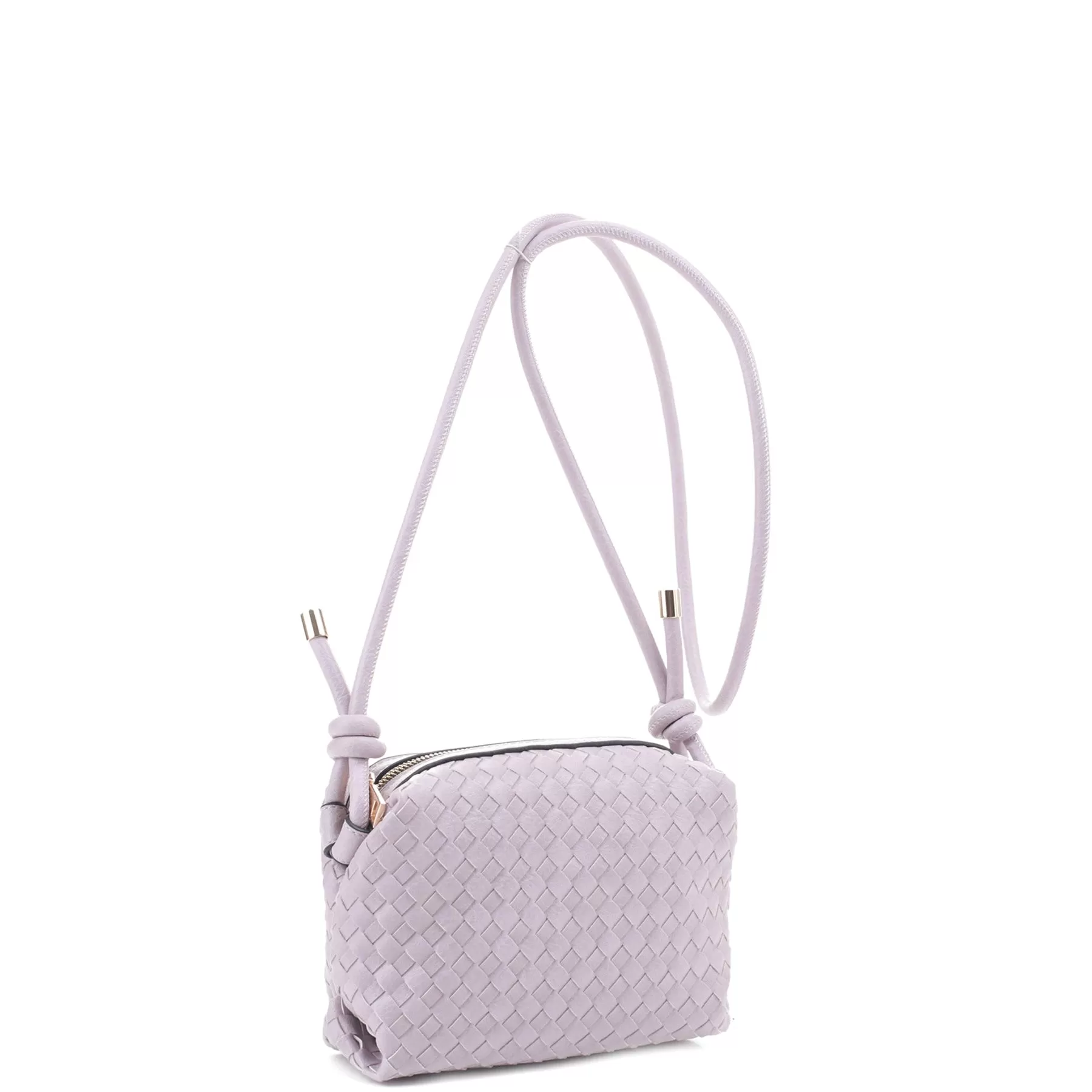 Braid Texture Zipper Crossbody Bag