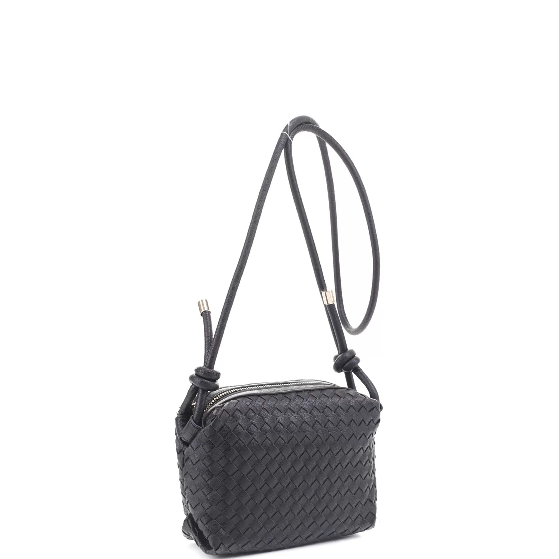 Braid Texture Zipper Crossbody Bag