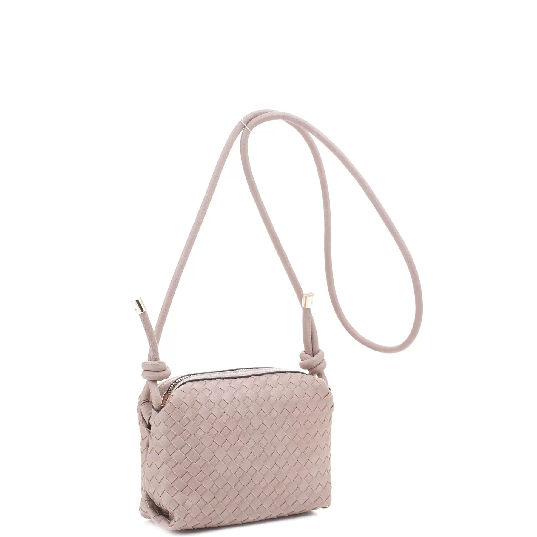 Braid Texture Zipper Crossbody Bag